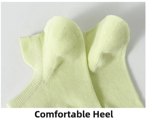 Close-up of mint green knit socks featuring comfortable 3D ergonomic heel design