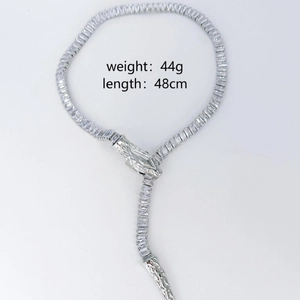 Sparkling adjustable snake chain necklace with silver zircons for a stylish casual look