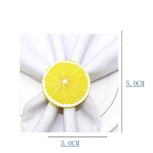 Detailed size view of yellow lemon slice napkin ring measuring 5.0CM for table decor