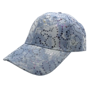 Blue tie-dye baseball cap for men and women with silver sequins and curved brim style