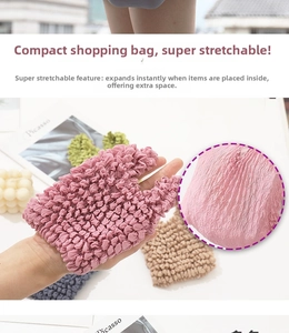 Macro shot of stretchable popcorn textured tote bag showing high elasticity and fabric