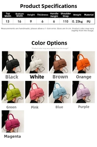 Detailed grid showing nine color options of the mini PU leather crossbody handbag with chain