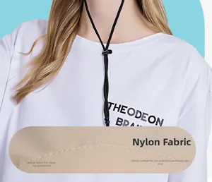 Gros plan détaillé de la texture du tissu en nylon sur un chapeau de soleil blanc