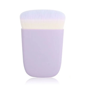 Flat powder brush with purple gradient synthetic bristles and lavender handle detail