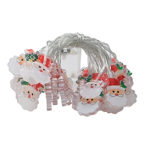 LED Christmas string lights with Santa Claus shapes and a transparent battery box for decor