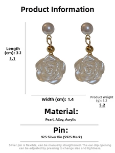 Détails des boucles d'oreilles rose en acrylique blanc avec dimensions 3,1x1,4cm