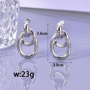 Boucles d'oreilles géométriques en forme d'O torsadé en acier inoxydable doré 18 carats