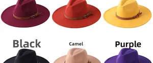 Une sélection variée d'élégants chapeaux fedora en feutre de laine à large bord de 9 cm