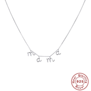 Polished S925 sterling silver mama letter pendant necklace for women in minimalist style