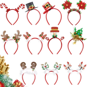 Christmas Headbands Felt Glitter Reindeer Antlers Snowman Santa Hat Bows Feathers Holiday Party Festive Decor