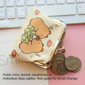 Cute Capybara PU leather mini coin purse and headphone organizer with cartoon pattern