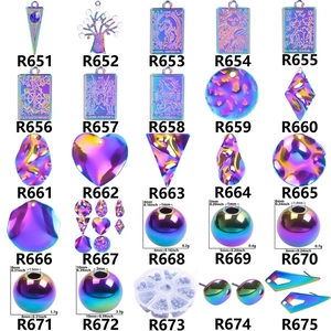 Iridescent rainbow jewelry charms with dimensions and weights for DIY projects
