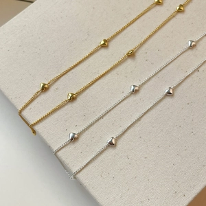 Minimalist S925 sterling silver heart pendant necklaces in gold and silver finishes