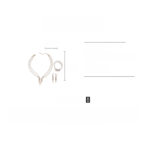 Three-piece jewelry set with double-layer pearl necklace, bracelet and rhinestone earrings