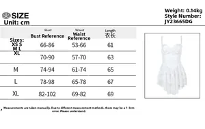 Tableau des tailles détaillé avec mesures de poitrine et de taille pour la robe en dentelle