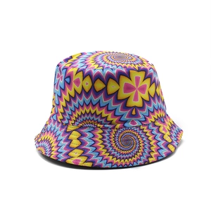 Unisex colorful spiral tie-dye bucket hat for outdoor streetwear and sun protection