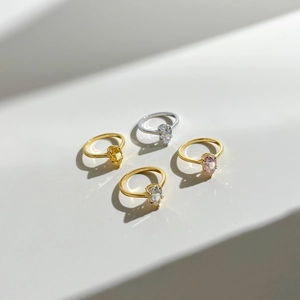 Elegant S925 sterling silver rings with pear cut colorful zircon gemstones in gold and silver
