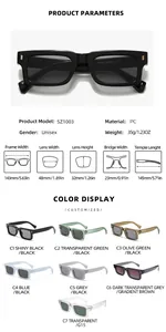 Detaillierte Größentabelle mit Rahmenbreite und Bügellänge für die Retro-Sonnenbrille