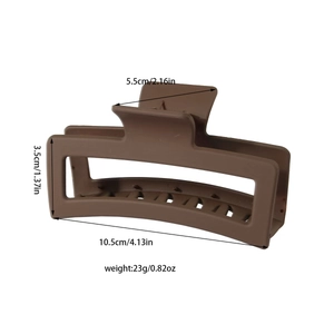 Matte brown rectangular hair claw clip with size dimensions 10.5cm and 23g weight info