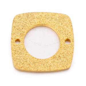 Matte gold stainless steel geometric square pendant with double holes for jewelry making