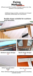 Detail showing multiple fixing options like adjustable straps and non-slip bottom for cushions