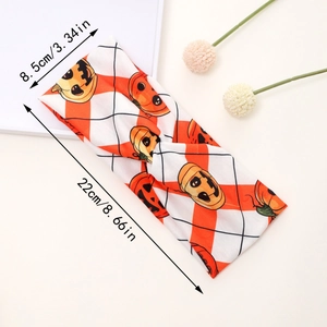 Halloween headband dimensions showing 8.5cm width and 22cm length with pumpkin patterns