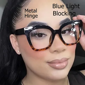 Cat eye blue light blocking glasses with black and tortoiseshell color blocking frame