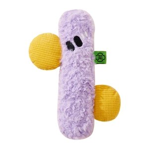 Creative purple plush dog toy with yellow polka dots and durable material for pets