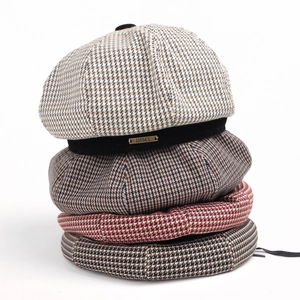 Vintage Baskenmütze Mit Hahnentrittmuster Für Damen Britischer Stil Achteckige Mütze Retro Literarischer Malermütze