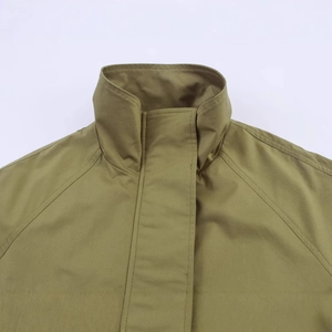 Veste parka décontractée pour femme automne 2025 en vert olive avec détails col et épaules
