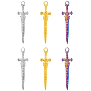Punk Sword Pendant Necklace 304 Stainless Steel Gothic Hip Hop Sword Charm Jewelry For Women Men