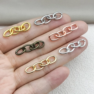 Assorted metallic keychain extension links in gold, silver and bronze for DIY jewelry making