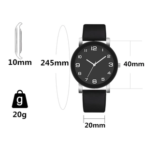 Montre à quartz minimaliste en cuir noir pour homme avec cadran de 40mm et boîtier argent