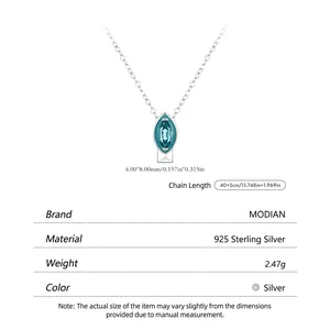 S925 sterling silver necklace with faceted marquise cut mint green gemstone pendant
