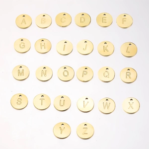 Round Letter Charms 304 Stainless Steel Engraved Initial Mirror Polished Alphabet Pendants DIY Jewelry Making Accessories