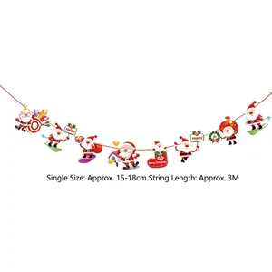 Close-up of 3M Christmas banner with 15-18cm Santa and stocking paper cutouts