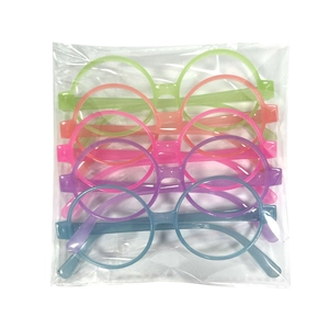 Neon glow party glasses set in assorted fluorescent colors including pink and blue
