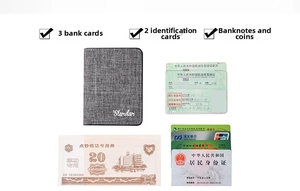 Slim canvas wallet showing internal capacity for bank cards, IDs and folded cash notes