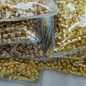 Bulk pack of 14k gold-plated hollow cylindrical beads for DIY jewelry and hair accessories