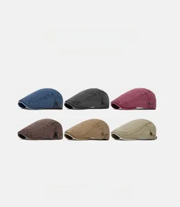 Selection of six vintage newsboy caps in various colors with side adjustable buckles