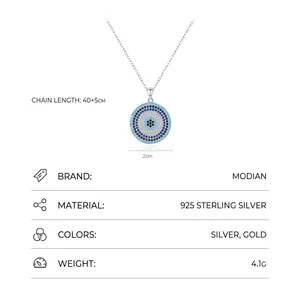 S925 sterling silver evil eye pendant necklace with turquoise stones and crystals