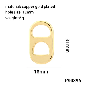 18K gold plated brass soda pull tab pendant for DIY jewelry making 31x18mm P00896