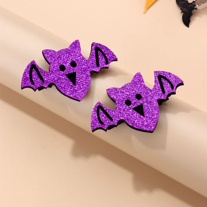 Detail of purple glitter bat hair clips for Halloween party hair accessories for women
