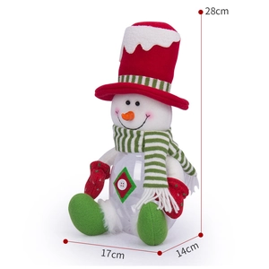 Christmas snowman candy jar decoration in red and white knit, measures 28cm high x 17cm wide