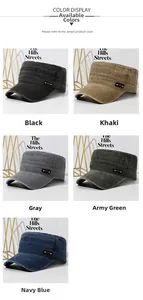 Color display of breathable vintage cotton cadet caps with adjustable sport leather patch
