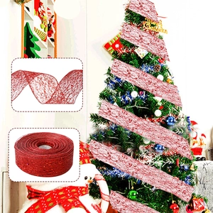 Nastro In Maglia Glitterata Natalizia Rete Di Tulle Decorativa Scintillante Per Albero Confezioni Regalo Ornamenti