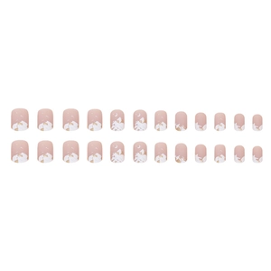 Faux ongles mats courts avec motif élégant de montagne enneigée et lune dorée, 24 pcs