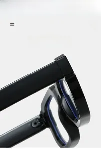 Detailed close-up of durable metal hinge design on black square eyeglass frames
