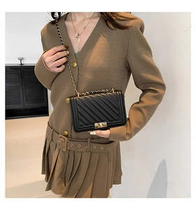 Classic quilted leather bag featuring a gold twist-lock and elegant chain shoulder strap