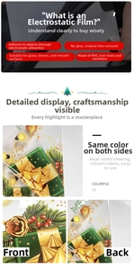 Detailed view of Christmas static window stickers showing double-sided PVC color effects